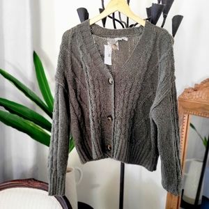 NWT HOOKED UP Olive Green Cardigan